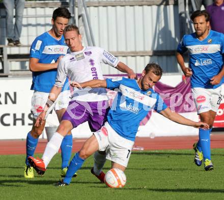 Fussball Regionalliga. VSV gegen SK Austria Klagenfurt. Martin Trattnig, (VSV), David Poljanec (Austria Klagenfurt). Villach, 24.8.2013.
Foto: Kuess
---
pressefotos, pressefotografie, kuess, qs, qspictures, sport, bild, bilder, bilddatenbank