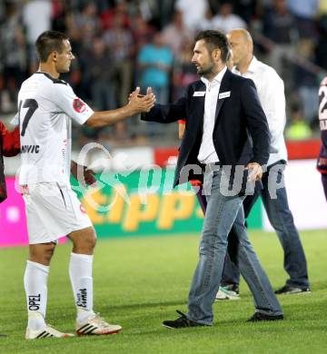 Fussball Bundesliga. RZ Pellets WAC gegen FK Austria Wien. Nenad Jovanovic, (WAC), Nenad Bjelica  (Austria Wien). Wolfsberg, 24.8.2013.
Foto: Kuess

---
pressefotos, pressefotografie, kuess, qs, qspictures, sport, bild, bilder, bilddatenbank