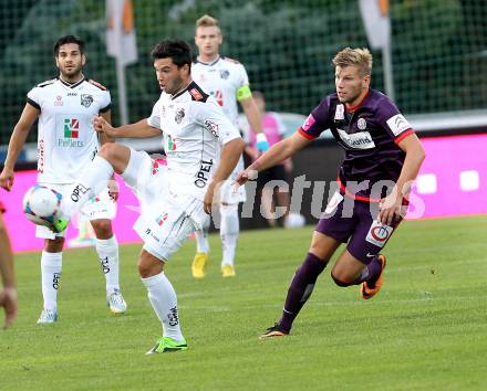 Fussball Bundesliga. RZ Pellets WAC gegen FK Austria Wien. roland Putsche,  (WAC), Alexander Gruenwald (Austria Wien). Wolfsberg, 24.8.2013.
Foto: Kuess

---
pressefotos, pressefotografie, kuess, qs, qspictures, sport, bild, bilder, bilddatenbank