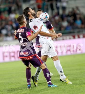 Fussball Bundesliga. RZ Pellets WAC gegen FK Austria Wien. Lucas Segovia Daniel, (WAC), Lukas Rotpuller  (Austria Wien). Wolfsberg, 24.8.2013.
Foto: Kuess

---
pressefotos, pressefotografie, kuess, qs, qspictures, sport, bild, bilder, bilddatenbank