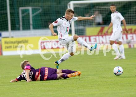 Fussball Bundesliga. RZ Pellets WAC gegen FK Austria Wien. Manuel Kerhe,  (WAC), Daniel Royer  (Austria Wien). Wolfsberg, 24.8.2013.
Foto: Kuess

---
pressefotos, pressefotografie, kuess, qs, qspictures, sport, bild, bilder, bilddatenbank