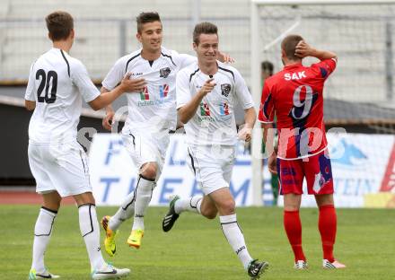 Fussball Regionalliga. WAC Amateure gegen SAK. Torjubel Kevin Vaschauner (WAC). Wolfsberg, am 25.8.2013.
Foto: Kuess
---
pressefotos, pressefotografie, kuess, qs, qspictures, sport, bild, bilder, bilddatenbank