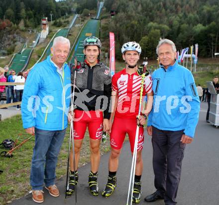 FIS Sommer Grand Prix. Nordische Kombination.  Landessportdirektor Reinhard Tellian, Philipp Orter, Noa Ian Mraz, Kurt Steiner. Villach, am 28.8.2013.
Foto: Kuess
---
pressefotos, pressefotografie, kuess, qs, qspictures, sport, bild, bilder, bilddatenbank