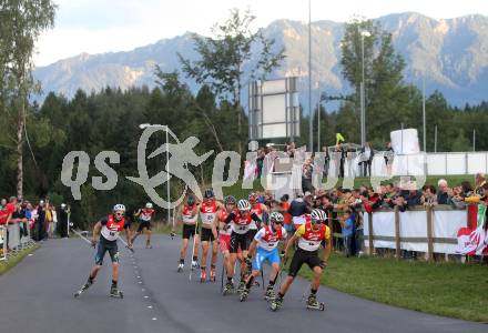 FIS Sommer Grand Prix. Nordische Kombination.  Fabian Riessle Nr. 15 (GER), Alessandro Pittin Nr. 19 (ITA), Johannes Rydzek Nr. 22 (GER). Villach, am 28.8.2013.
Foto: Kuess
---
pressefotos, pressefotografie, kuess, qs, qspictures, sport, bild, bilder, bilddatenbank