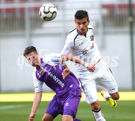 Fussball Regionalliga. SK Austria Klagenfurt gegen WAC Amateure. Kevin Winkler (Klagenfurt), Hrvoje Jakovljevic (WAC). Klagenfurt, am 30.8.2013.
Foto: Kuess
---
pressefotos, pressefotografie, kuess, qs, qspictures, sport, bild, bilder, bilddatenbank