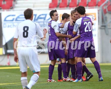 Fussball Regionalliga. SK Austria Klagenfurt gegen WAC Amateure. Torjubel David Poljanec (Klagenfurt). Klagenfurt, am 30.8.2013.
Foto: Kuess
---
pressefotos, pressefotografie, kuess, qs, qspictures, sport, bild, bilder, bilddatenbank