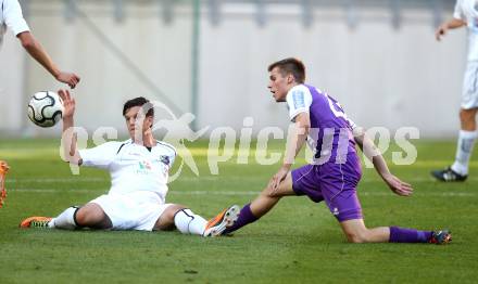 Fussball Regionalliga. SK Austria Klagenfurt gegen WAC Amateure. Patrik Eler (Klagenfurt), Andreas Dlopst (WAC). Klagenfurt, am 30.8.2013.
Foto: Kuess
---
pressefotos, pressefotografie, kuess, qs, qspictures, sport, bild, bilder, bilddatenbank