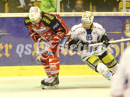 Eishockey Testspiel. KAC gegen EHC Biel. Thomas Poeck (KAC), Raphael Herburger (Biel). Klagenfurt, am 30.8.2013.
Foto: Kuess
---
pressefotos, pressefotografie, kuess, qs, qspictures, sport, bild, bilder, bilddatenbank