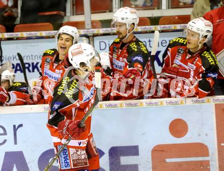 Eishockey Testspiel KAC gegen Duesseldorfer EC. Torjubel Nicolas Paul (KAC). Klagenfurt, 31.8.2013.
Foto: Kuess
---
pressefotos, pressefotografie, kuess, qs, qspictures, sport, bild, bilder, bilddatenbank