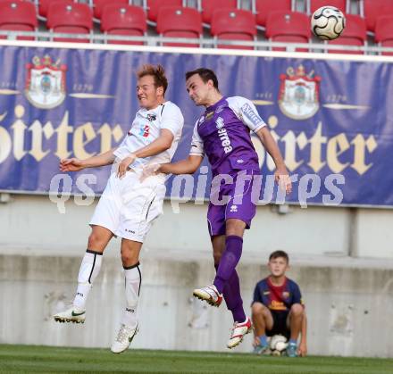 Fussball Regionalliga. SK Austria Klagenfurt gegen WAC Amateure.  Alexander Percher, (Klagenfurt),  Mario Kroepfl  (WAC). Klagenfurt, am 30.8.2013.
Foto: Kuess
---
pressefotos, pressefotografie, kuess, qs, qspictures, sport, bild, bilder, bilddatenbank