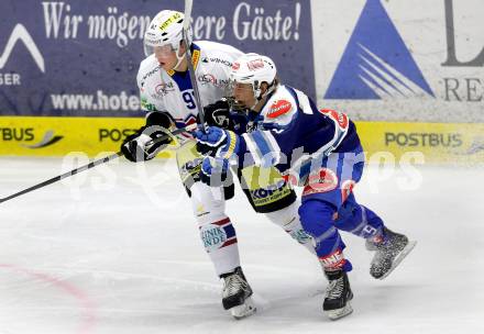 Eishockey Testspiel EC VSV gegen EHC Biel. Christof Kromp, (VSV), Kevin Loetscher  (Biel). Villach, am 1.9.2013.
Foto: Kuess
---
pressefotos, pressefotografie, kuess, qs, qspictures, sport, bild, bilder, bilddatenbank