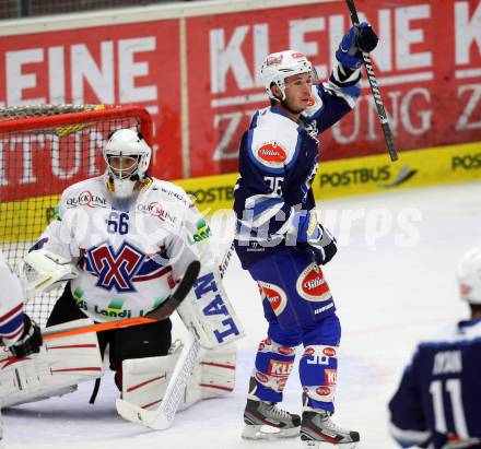 Eishockey Testspiel EC VSV gegen EHC Biel. Torjubel Marco Pewal (VSV). Villach, am 1.9.2013.
Foto: Kuess
---
pressefotos, pressefotografie, kuess, qs, qspictures, sport, bild, bilder, bilddatenbank