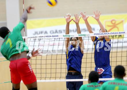 Volleyball Testspiel. SK Posojilnica Aich/Dob gegen Kamerun. De Sousa Sequeira, Peter Wohlfahrtstaetter. Bleiburg, 5.9.2013.
Foto. Kuess
---
pressefotos, pressefotografie, kuess, qs, qspictures, sport, bild, bilder, bilddatenbank