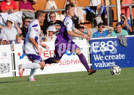 Fussball Regionalliga. SAK gegen SK Austria Klagenfurt. Grega Triplat, (SAK), Fabian Miesenboeck  (Austria Klagenfurt). Klagenfurt, 6.9.2013.
Foto: Kuess
---
pressefotos, pressefotografie, kuess, qs, qspictures, sport, bild, bilder, bilddatenbank