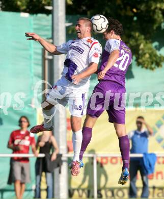 Fussball Regionalliga. SAK gegen SK Austria Klagenfurt. Grega Triplat,  (SAK), Andreas Tiffner (Austria Klagenfurt). Klagenfurt, 6.9.2013.
Foto: Kuess
---
pressefotos, pressefotografie, kuess, qs, qspictures, sport, bild, bilder, bilddatenbank