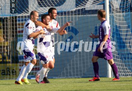 Fussball Regionalliga. SAK gegen SK Austria Klagenfurt. Torjubel Christian Dlopst, Grega Triplat, Murat Veliu (SAK). Klagenfurt, 6.9.2013.
Foto: Kuess
---
pressefotos, pressefotografie, kuess, qs, qspictures, sport, bild, bilder, bilddatenbank