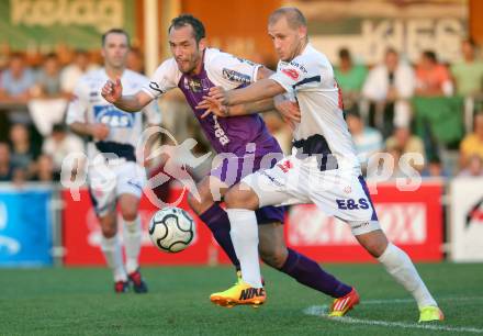 Fussball Regionalliga. SAK gegen SK Austria Klagenfurt. Christian Dlopst,  (SAK), Christian Prawda (Austria Klagenfurt). Klagenfurt, 6.9.2013.
Foto: Kuess
---
pressefotos, pressefotografie, kuess, qs, qspictures, sport, bild, bilder, bilddatenbank