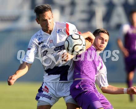 Fussball Regionalliga. SAK gegen SK Austria Klagenfurt. Thomas Riedl, (SAK), Kevin Winkler  (Austria Klagenfurt). Klagenfurt, 6.9.2013.
Foto: Kuess
---
pressefotos, pressefotografie, kuess, qs, qspictures, sport, bild, bilder, bilddatenbank