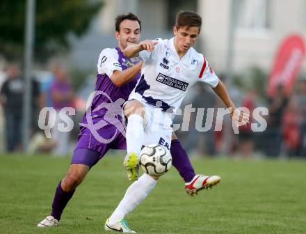 Fussball Regionalliga. SAK gegen SK Austria Klagenfurt. Philipp Diex, (SAK), Alexander Percher  (Austria Klagenfurt). Klagenfurt, 6.9.2013.
Foto: Kuess
---
pressefotos, pressefotografie, kuess, qs, qspictures, sport, bild, bilder, bilddatenbank