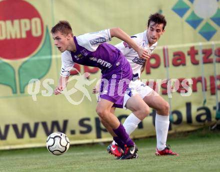 Fussball Regionalliga. SAK gegen SK Austria Klagenfurt. Martin Lenosek,  (SAK), Patrik Eler (Austria Klagenfurt). Klagenfurt, 6.9.2013.
Foto: Kuess
---
pressefotos, pressefotografie, kuess, qs, qspictures, sport, bild, bilder, bilddatenbank