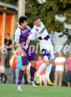 Fussball Regionalliga. SAK gegen SK Austria Klagenfurt. Darijo Biscan, (SAK), Andreas Tiffner  (Austria Klagenfurt). Klagenfurt, 6.9.2013.
Foto: Kuess
---
pressefotos, pressefotografie, kuess, qs, qspictures, sport, bild, bilder, bilddatenbank