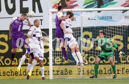 Fussball Regionalliga. SAK gegen SK Austria Klagenfurt. Christian Dlopst, Andrej Pecnik, Marcel Reichmann,  (SAK), Christian Prawda, Sasa Lalovic(Austria Klagenfurt). Klagenfurt, 6.9.2013.
Foto: Kuess
---
pressefotos, pressefotografie, kuess, qs, qspictures, sport, bild, bilder, bilddatenbank