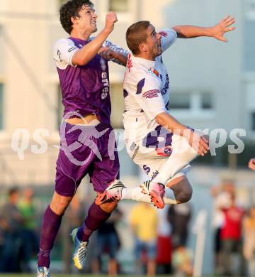 Fussball Regionalliga. SAK gegen SK Austria Klagenfurt. Grega Triplat, (SAK), Andreas Tiffner  (Auistria Klagenfurt). Klagenfurt, 6.9.2013.
Foto: Kuess
---
pressefotos, pressefotografie, kuess, qs, qspictures, sport, bild, bilder, bilddatenbank