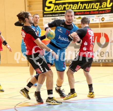 HLA. Handball Bundesliga. SC Ferlach gegen Sparkasse Schwaz.  Fabian Posch  (Ferlach), Andriuska Mindaugas, Josef Steiger (Schwaz). Ferlach, 7.9.2013.
Foto: Kuess
---
pressefotos, pressefotografie, kuess, qs, qspictures, sport, bild, bilder, bilddatenbank