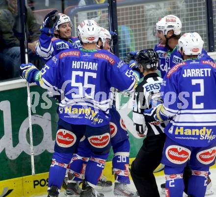 EBEL. Eishockey Bundesliga. EC VSV gegen EHC LIWEST Linz..  Torjubel VSV. Villach, am 13.9.2013.
Foto: Kuess 


---
pressefotos, pressefotografie, kuess, qs, qspictures, sport, bild, bilder, bilddatenbank