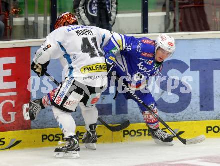 EBEL. Eishockey Bundesliga. EC VSV gegen EHC LIWEST Linz..  Patrick Platzer, (VSV), Curtis Murphy (EHC LIWEST Linz). Villach, am 13.9.2013.
Foto: Kuess 


---
pressefotos, pressefotografie, kuess, qs, qspictures, sport, bild, bilder, bilddatenbank