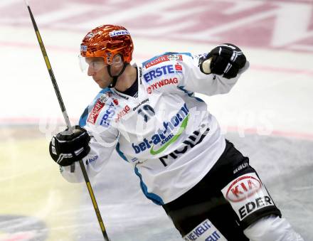 EBEL. Eishockey Bundesliga. EC VSV gegen EHC LIWEST Linz..  Jubel Marc-Andre Dorion (EHC LIWEST Linz). Villach, am 13.9.2013.
Foto: Kuess 


---
pressefotos, pressefotografie, kuess, qs, qspictures, sport, bild, bilder, bilddatenbank