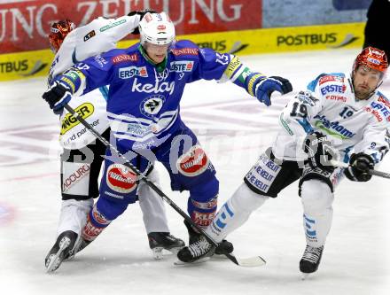 EBEL. Eishockey Bundesliga. EC VSV gegen EHC LIWEST Linz.. Stefan Bacher,  (VSV), Brad Moran, Andrew Jacob Kozek (EHC LIWEST Linz). Villach, am 13.9.2013.
Foto: Kuess 


---
pressefotos, pressefotografie, kuess, qs, qspictures, sport, bild, bilder, bilddatenbank