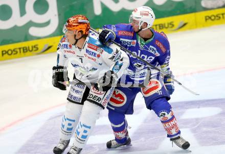 EBEL. Eishockey Bundesliga. EC VSV gegen EHC LIWEST Linz.. Marco Pewal,  (VSV), Brian Lebler (EHC LIWEST Linz). Villach, am 13.9.2013.
Foto: Kuess 


---
pressefotos, pressefotografie, kuess, qs, qspictures, sport, bild, bilder, bilddatenbank