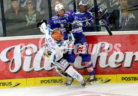 EBEL. Eishockey Bundesliga. EC VSV gegen EHC LIWEST Linz.. Mario Altmann,  (VSV), Matthias Iberer (EHC LIWEST Linz). Villach, am 13.9.2013.
Foto: Kuess 


---
pressefotos, pressefotografie, kuess, qs, qspictures, sport, bild, bilder, bilddatenbank