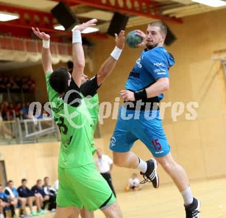 HLA. Handball. SC Ferlach gegen SG INSIGNIS HANDBALL WESTWIEN. Fabian Posch, (Ferlach), Markus Wagesreiter (Westwien). Ferlach, am 14.9.2013.
Foto: Kuess 
---
pressefotos, pressefotografie, kuess, qs, qspictures, sport, bild, bilder, bilddatenbank