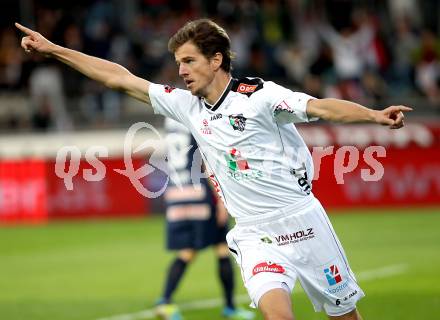 Fussball Bundesliga. RZ Pellets WAC gegen FC Admira Wacker Moedling. Torjubel Christian Falk  (WAC). Wolfsberg, 14.9.2013.
Foto: Kuess

---
pressefotos, pressefotografie, kuess, qs, qspictures, sport, bild, bilder, bilddatenbank