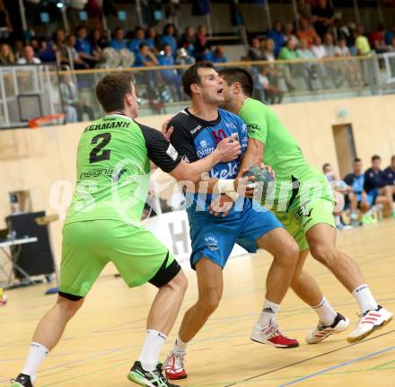 HLA. Handball. SC Ferlach gegen SG INSIGNIS HANDBALL WESTWIEN. Miro Barisic, (Ferlach), Alexander Hermann, Augustas Strazdas (Westwien). . Ferlach, am 14.9.2013.
Foto: Kuess 
---
pressefotos, pressefotografie, kuess, qs, qspictures, sport, bild, bilder, bilddatenbank