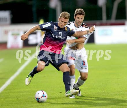 Fussball Bundesliga. RZ Pellets WAC gegen FC Admira Wacker Moedling. Joachim Standfest,  (WAC), Thorsten Schick (Moedling). Wolfsberg, 14.9.2013.
Foto: Kuess

---
pressefotos, pressefotografie, kuess, qs, qspictures, sport, bild, bilder, bilddatenbank