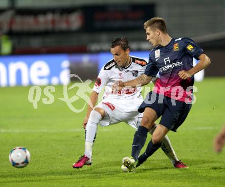 Fussball Bundesliga. RZ Pellets WAC gegen FC Admira Wacker Moedling. Michael Liendl, (WAC), Thorsten Schick (Moedling). Wolfsberg, 14.9.2013.
Foto: Kuess

---
pressefotos, pressefotografie, kuess, qs, qspictures, sport, bild, bilder, bilddatenbank