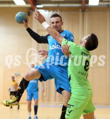 HLA. Handball. SC Ferlach gegen SG INSIGNIS HANDBALL WESTWIEN. Izudin Mujanovic, (Ferlach), Augistas Strazdas (Westwien). Ferlach, am 14.9.2013.
Foto: Kuess 
---
pressefotos, pressefotografie, kuess, qs, qspictures, sport, bild, bilder, bilddatenbank