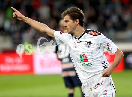 Fussball Bundesliga. RZ Pellets WAC gegen FC Admira Wacker Moedling. Torjubel Christian Falk (WAC). Wolfsberg, 14.9.2013.
Foto: Kuess

---
pressefotos, pressefotografie, kuess, qs, qspictures, sport, bild, bilder, bilddatenbank