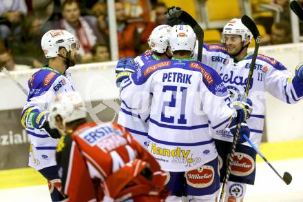 EBEL. Eishockey Bundesliga. KAC gegen VSV.  Torjubel (VSV). Klagenfurt, am 15.9.2013
Foto: Kuess 

---
pressefotos, pressefotografie, kuess, qs, qspictures, sport, bild, bilder, bilddatenbank