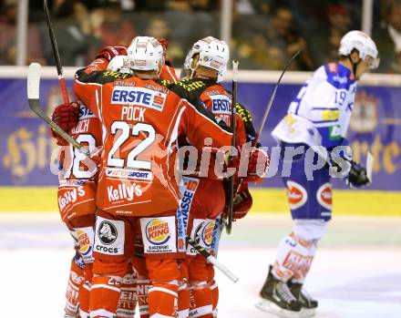 EBEL. Eishockey Bundesliga. KAC gegen VSV. Torjubel (KAC). Klagenfurt, am 15.9.2013
Foto: Kuess 

---
pressefotos, pressefotografie, kuess, qs, qspictures, sport, bild, bilder, bilddatenbank