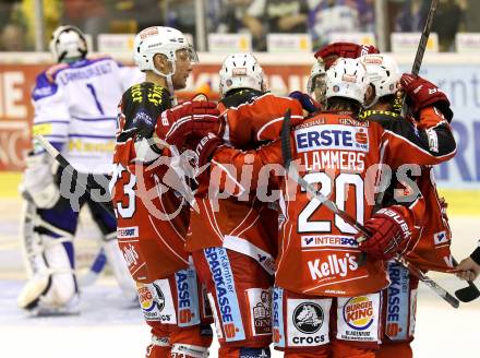 EBEL. Eishockey Bundesliga. KAC gegen VSV. Torjubel  (KAC). Klagenfurt, am 15.9.2013
Foto: Kuess 

---
pressefotos, pressefotografie, kuess, qs, qspictures, sport, bild, bilder, bilddatenbank