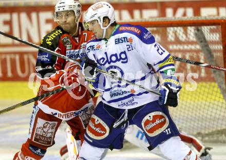 EBEL. Eishockey Bundesliga. KAC gegen VSV. Herbert Ratz, (KAC), Benjamin Petrik  (VSV). Klagenfurt, am 15.9.2013
Foto: Kuess 

---
pressefotos, pressefotografie, kuess, qs, qspictures, sport, bild, bilder, bilddatenbank