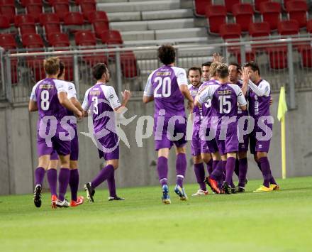 Fussball. Regionalliga. SK Austria Klagenfurt gegen Wallern. Torjubel (Austria Klagenfurt. Klagenfurt, 20.9.2013.
Foto: Kuess
---
pressefotos, pressefotografie, kuess, qs, qspictures, sport, bild, bilder, bilddatenbank