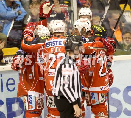 EBEL. Eishockey Bundesliga. KAC gegen Moser Medical Graz 99ers.  torjubel  (KAC). Klagenfurt, am 22.9.2013
Foto: Kuess 

---
pressefotos, pressefotografie, kuess, qs, qspictures, sport, bild, bilder, bilddatenbank