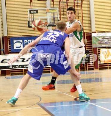 Basketball. Chevrolet Cup 2013. KOS-CELOVEC gegen Redwell Gunners. Toman Feinig (KOS),  Johnson Abraham Lodowick  (Redwell Gunners).. Klagenfurt, 22.9.2013
Foto: Kuess

---
pressefotos, pressefotografie, kuess, qs, qspictures, sport, bild, bilder, bilddatenbank