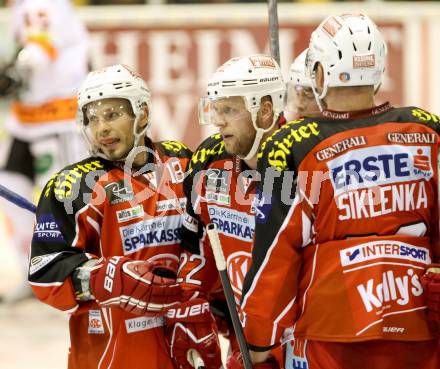 EBEL. Eishockey Bundesliga. KAC gegen Moser Medical Graz 99ers. Torjubel Thomas Koch, Thomas Poeck  (KAC),  (Graz). Klagenfurt, am 22.9.2013
Foto: Kuess 

---
pressefotos, pressefotografie, kuess, qs, qspictures, sport, bild, bilder, bilddatenbank