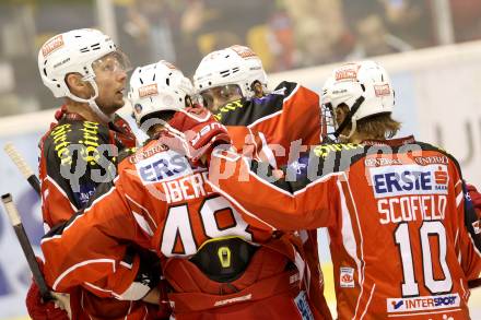 EBEL. Eishockey Bundesliga. KAC gegen Moser Medical Graz 99ers. torjubel  (KAC). Klagenfurt, am 22.9.2013
Foto: Kuess 

---
pressefotos, pressefotografie, kuess, qs, qspictures, sport, bild, bilder, bilddatenbank